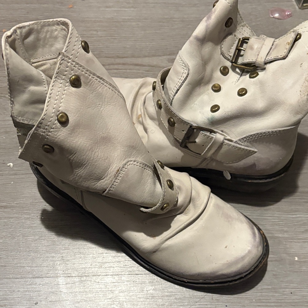 MIA White Ankle Boots with Buckle Detail
